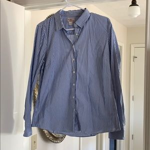 J Crew Haberdashery blue striped blouse, NWOT